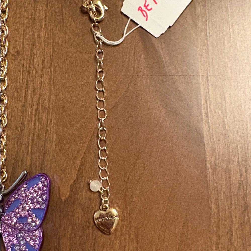 NWT Betsey Johnson Beautiful & Fun Purple Butterfly Y-Chain Necklace - Picture 8 of 14